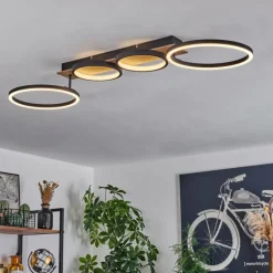 Plafonnier Avelal LED Brun, Couleur bois, Noir, 1 lumière