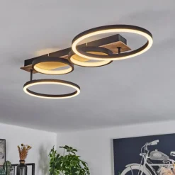 Plafonnier Avelal LED Brun, Couleur bois, Noir, 1 lumière