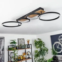 Plafonnier Avelal LED Brun, Couleur bois, Noir, 1 lumière