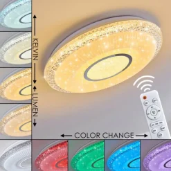 Plafonnier Avoriaz LED Blanc, 2 lumières, Télécommandes, Changeur de couleurs