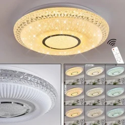 Plafonnier Avoriaz LED Transparent, Blanc, 1 lumière, Télécommandes