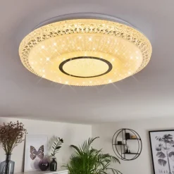 Plafonnier Avoriaz LED Transparent, Blanc, 1 lumière, Télécommandes