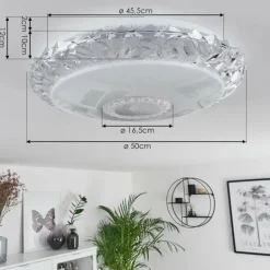 Plafonnier Avoriaz LED Transparent, Blanc, 1 lumière, Télécommandes