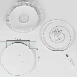 Plafonnier Avoriaz LED Transparent, Blanc, 1 lumière, Télécommandes