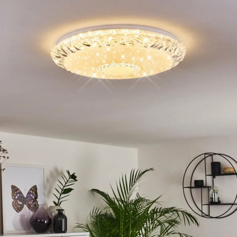 Plafonnier Avoriaz LED Transparent, Blanc, 1 lumière, Télécommandes