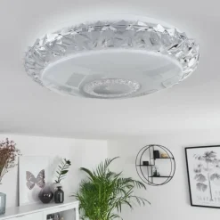 Plafonnier Avoriaz LED Transparent, Blanc, 1 lumière, Télécommandes