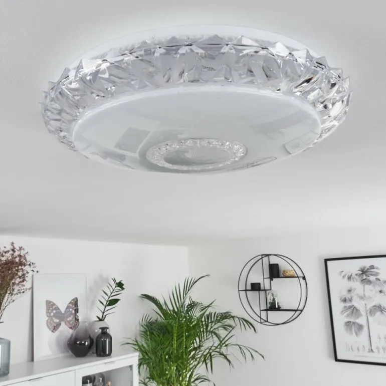 Plafonnier Avoriaz LED Transparent, Blanc, 1 lumière, Télécommandes