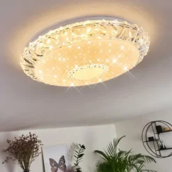 Plafonnier Avoriaz LED Transparent, Blanc, 1 lumière, Télécommandes