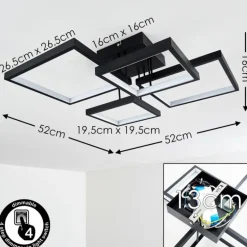 Plafonnier Bacolod LED Noir, 1 lumière