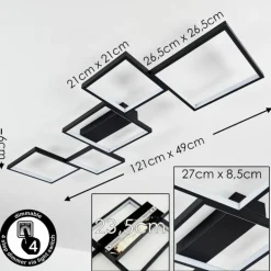 Plafonnier Bacolod LED Noir, 1 lumière