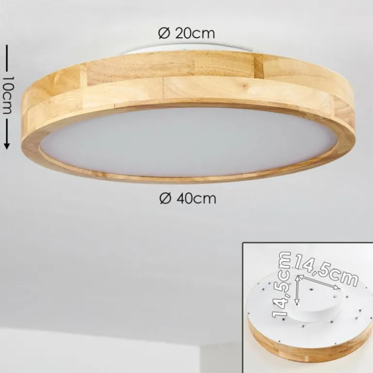 Plafonnier Bagaha LED Bois clair, 1 lumière, Télécommandes