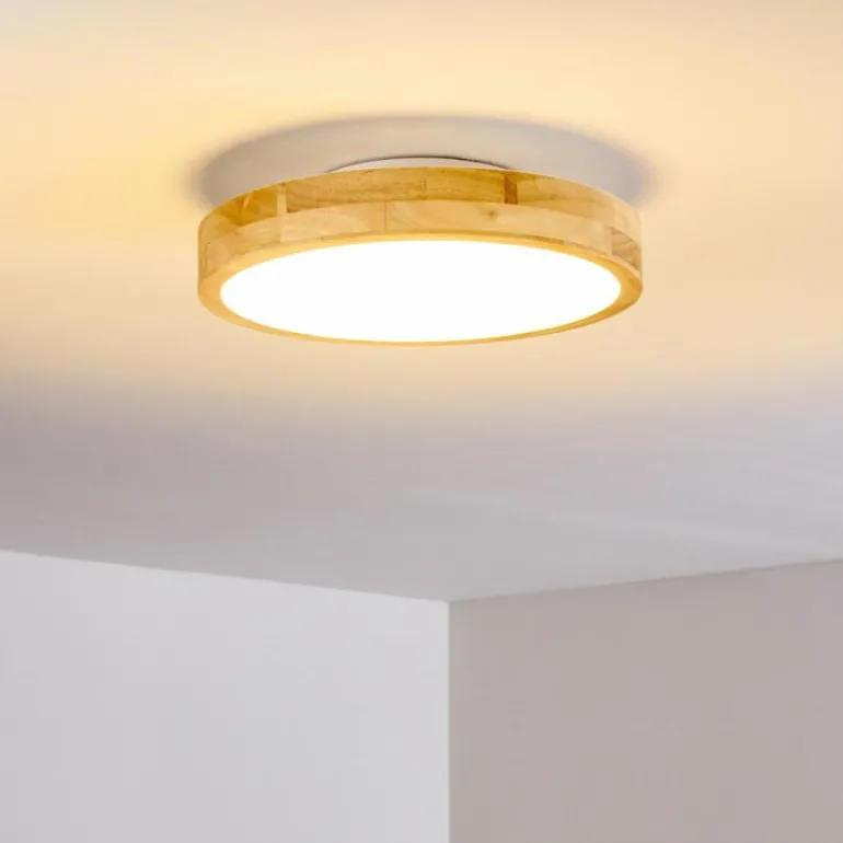 Plafonnier Bagaha LED Bois clair, 1 lumière, Télécommandes