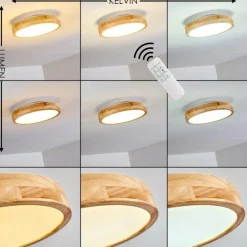 Plafonnier Bagaha LED Bois clair, 1 lumière, Télécommandes