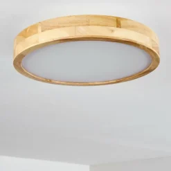 Plafonnier Bagaha LED Bois clair, 1 lumière, Télécommandes