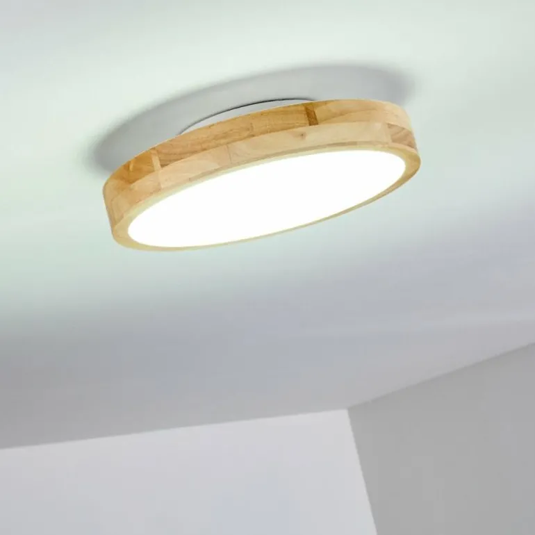 Plafonnier Bagaha LED Bois clair, 1 lumière, Télécommandes