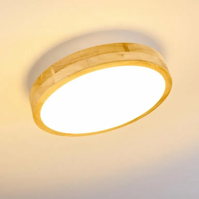 Plafonnier Bagaha LED Bois clair, 1 lumière, Télécommandes