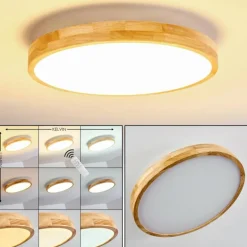 Plafonnier Bagaha LED Bois clair, 1 lumière, Télécommandes