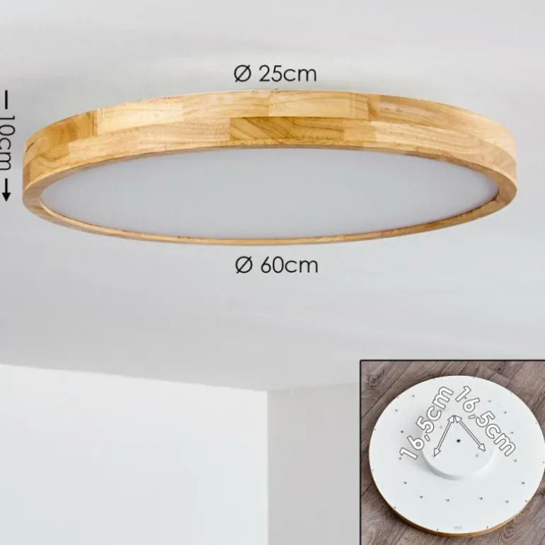 Plafonnier Bagaha LED Bois clair, 1 lumière, Télécommandes