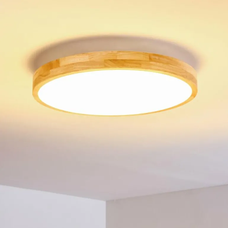 Plafonnier Bagaha LED Bois clair, 1 lumière, Télécommandes