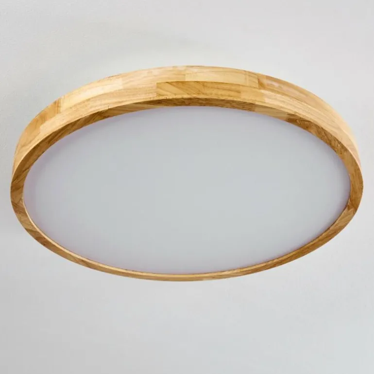 Plafonnier Bagaha LED Bois clair, 1 lumière, Télécommandes