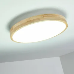 Plafonnier Bagaha LED Bois clair, 1 lumière, Télécommandes