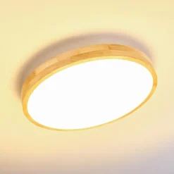 Plafonnier Bagaha LED Bois clair, 1 lumière, Télécommandes