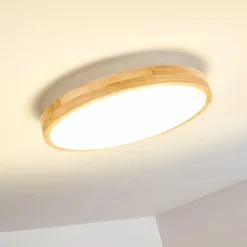 Plafonnier Bagaha LED Bois clair, 1 lumière, Télécommandes