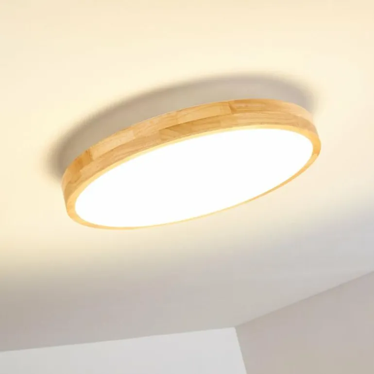 Plafonnier Bagaha LED Bois clair, 1 lumière, Télécommandes