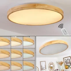 Plafonnier Bagaha LED Brun, Couleur bois, 1 lumière, Télécommandes
