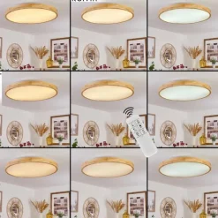 Plafonnier Bagaha LED Brun, Couleur bois, 1 lumière, Télécommandes