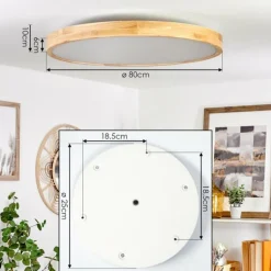 Plafonnier Bagaha LED Brun, Couleur bois, 1 lumière, Télécommandes