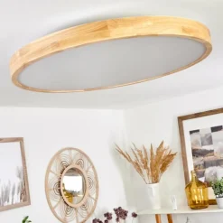 Plafonnier Bagaha LED Brun, Couleur bois, 1 lumière, Télécommandes