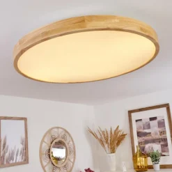 Plafonnier Bagaha LED Brun, Couleur bois, 1 lumière, Télécommandes