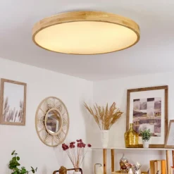 Plafonnier Bagaha LED Brun, Couleur bois, 1 lumière, Télécommandes