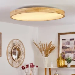 Plafonnier Bagaha LED Brun, Couleur bois, 1 lumière, Télécommandes