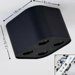 Plafonnier Baishan Noir, 4 lumières