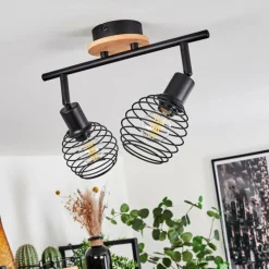 Plafonnier Ballis Écru, Noir, 2 lumières