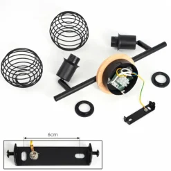 Plafonnier Ballis Écru, Noir, 2 lumières