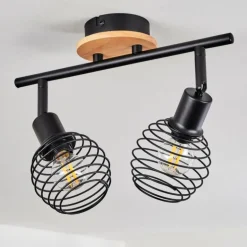 Plafonnier Ballis Écru, Noir, 2 lumières