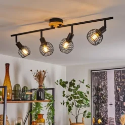 Plafonnier Ballis Écru, Noir, 4 lumières