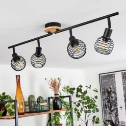 Plafonnier Ballis Écru, Noir, 4 lumières