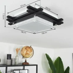 Plafonnier Balouta Noir, Blanc, 1 lumière