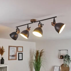 Plafonnier Banjul Brun, Noir, 4 lumières