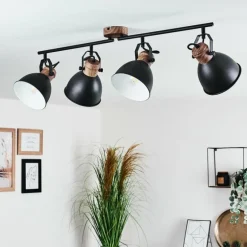 Plafonnier Banjul Brun, Noir, 4 lumières