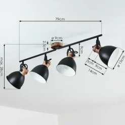 Plafonnier Banjul Brun, Noir, 4 lumières