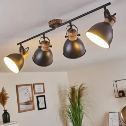 Plafonnier Banjul Brun, Noir, 4 lumières