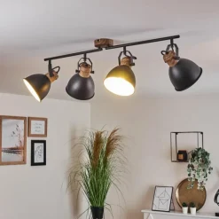Plafonnier Banjul Brun, Noir, 4 lumières