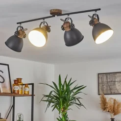 Plafonnier Banjul Gris, Blanc, 4 lumières