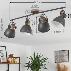 Plafonnier Banjul Gris, Blanc, 4 lumières