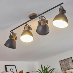 Plafonnier Banjul Gris, Blanc, 4 lumières